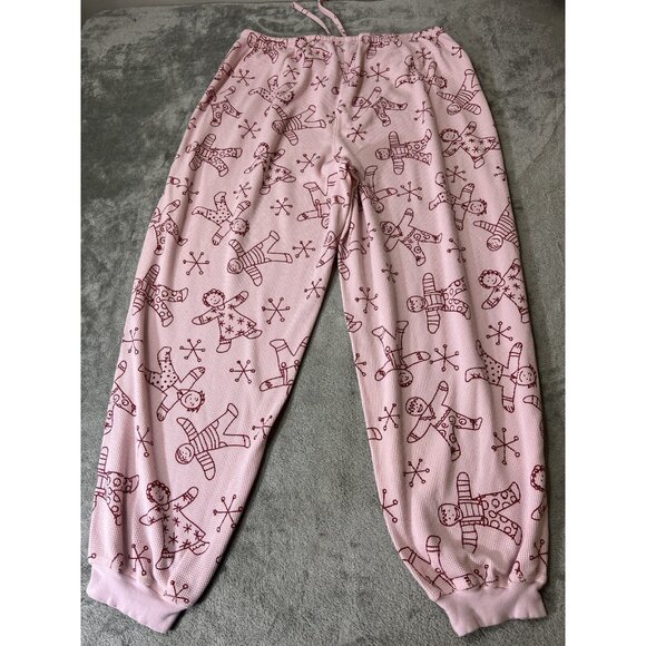 Cabernet Women’s Thermal Size Large Gingerbread Man Pajama Set Pink Christmas ￼ - Picture 11 of 12